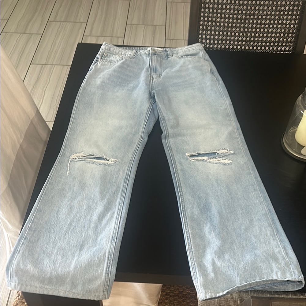 VERVET BY FLYING MONKEY Blue Relaxed Jeans Distressed